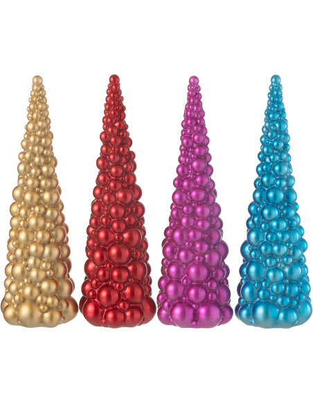 Sapin de Noël Boules XL Hauteur 33 cm en Résine Doré Rouge Rose Bleu Vehlina (Lot de 4) - 1