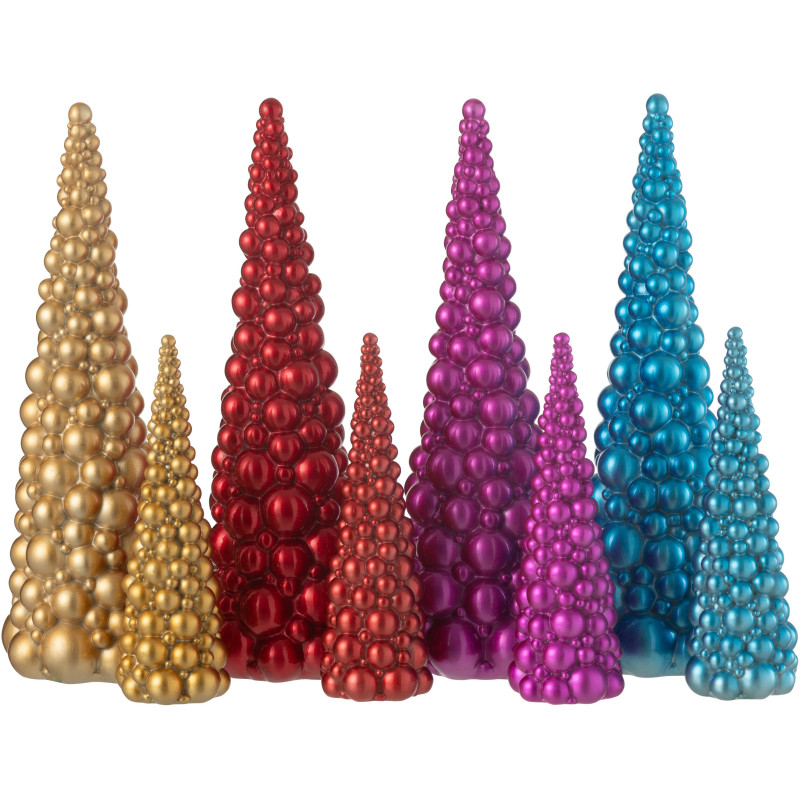 Sapin de Noël Boules XL Hauteur 33 cm en Résine Doré Rouge Rose Bleu Vehlina (Lot de 4) - 3