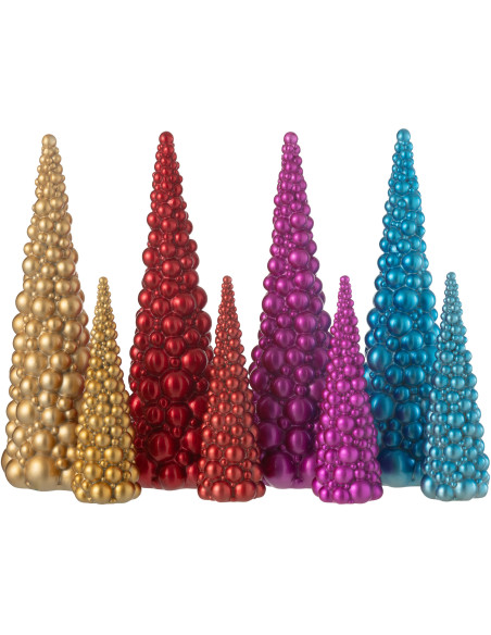 Sapin de Noël Boules XL Hauteur 33 cm en Résine Doré Rouge Rose Bleu Vehlina (Lot de 4) - 3