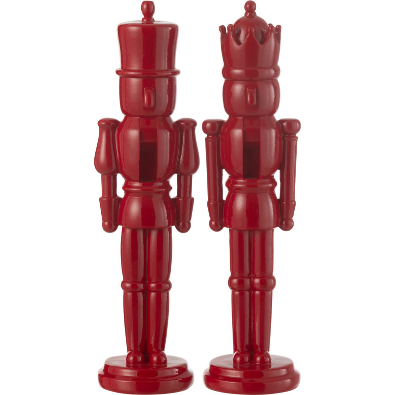 Statuettes déco Noël Casse noisette Hauteur 31 cm en Résine Rouge Brillant Vyra (Lot de 2) - 1