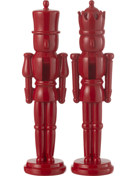 Statuettes déco Noël Casse noisette Hauteur 31 cm en Résine Rouge Brillant Vyra (Lot de 2) - 1