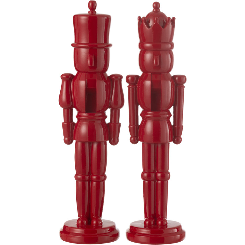 Statuettes déco Noël Casse noisette Hauteur 39 cm en Résine Rouge Brillant Vyra (Lot de 2) - 1