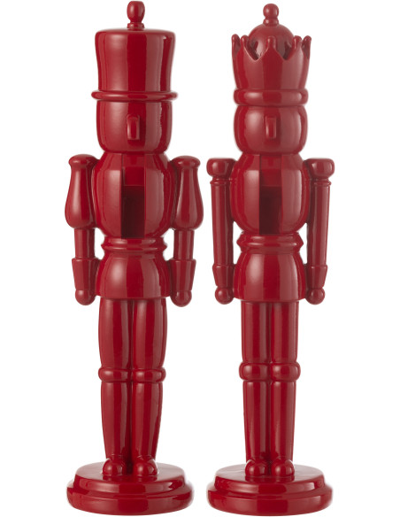 Statuettes déco Noël Casse noisette Hauteur 39 cm en Résine Rouge Brillant Vyra (Lot de 2) - 1