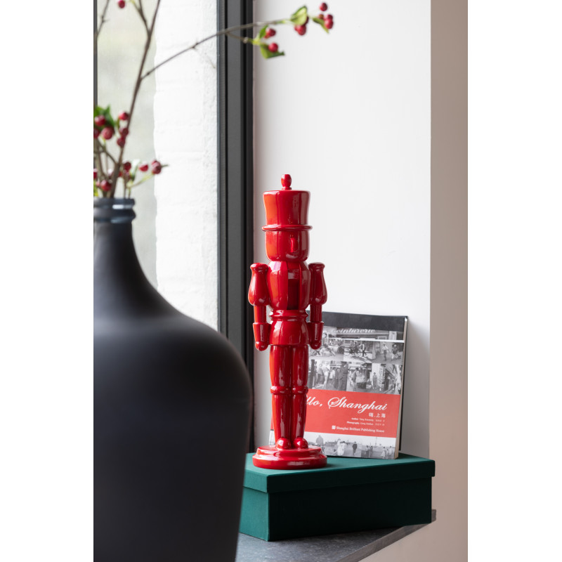 Statuettes déco Noël Casse noisette Hauteur 39 cm en Résine Rouge Brillant Vyra (Lot de 2) - 2