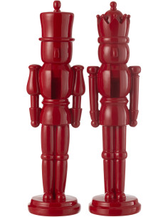 Statuettes déco Noël Casse noisette XL Hauteur 47 cm en Résine Rouge Brillant Vyra (Lot de 2) - 1