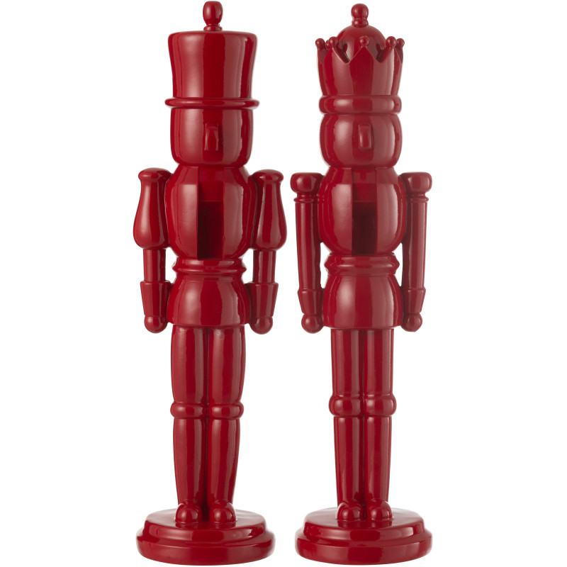 Statuettes déco Noël Casse noisette XL Hauteur 47 cm en Résine Rouge Brillant Vyra (Lot de 2) - 1