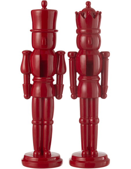 Statuettes déco Noël Casse noisette XL Hauteur 47 cm en Résine Rouge Brillant Vyra (Lot de 2) - 1
