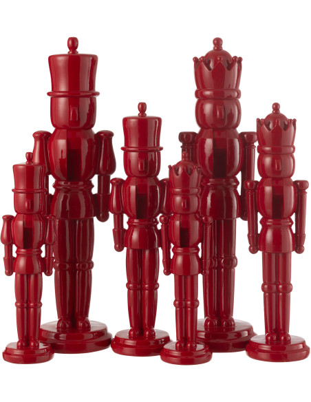 Statuettes déco Noël Casse noisette XL Hauteur 47 cm en Résine Rouge Brillant Vyra (Lot de 2) - 3