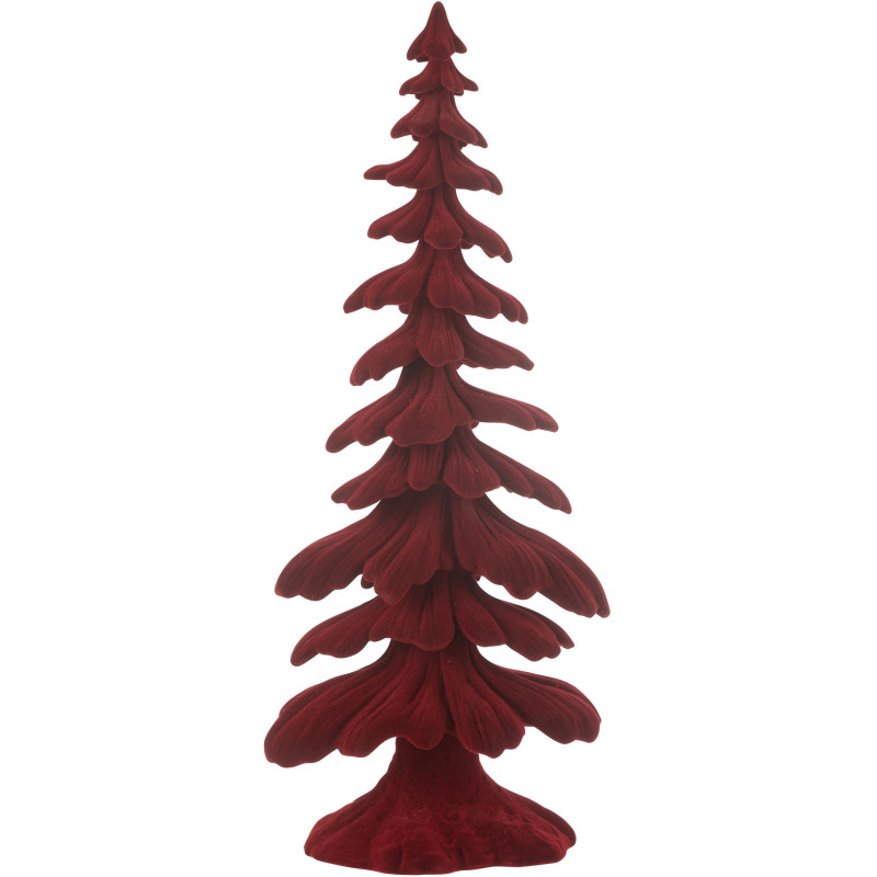Sapin de Noël original Hauteur 36 cm en Résine Rouge Effet velours Ayara - 1