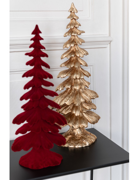 Sapin de Noël original Hauteur 36 cm en Résine Rouge Effet velours Ayara - 2
