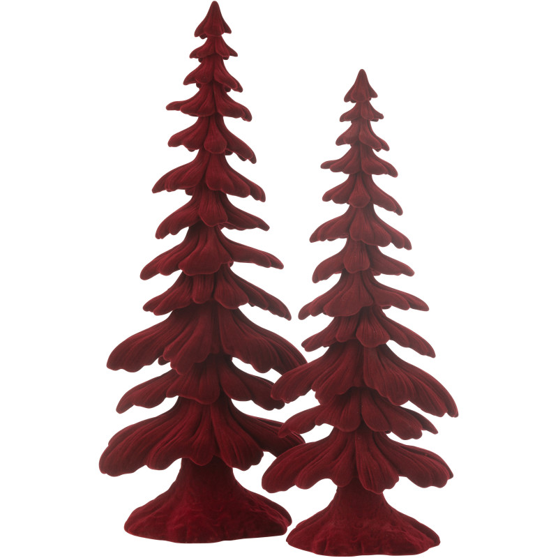 Sapin de Noël original XL Hauteur 51 cm en Résine Rouge Effet velours Ayara - 2