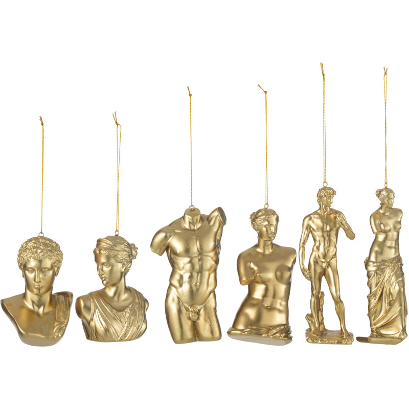 Décoration à suspendre Statuettes antiques en Résine Doré Lumira (Lot de 6) - 1