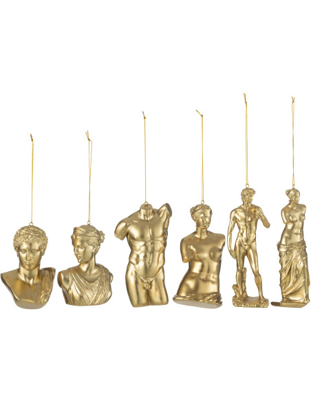 Décoration à suspendre Statuettes antiques en Résine Doré Lumira (Lot de 6) - 1