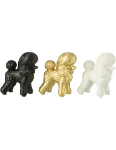 Statuettes déco Caniches Hauteur 12 cm en Résine Noir Doré Blanc Poddle (Lot de 3) - 1