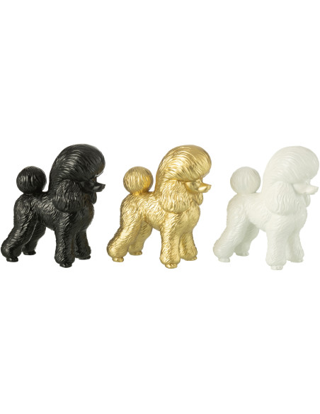 Statuettes déco Caniches Hauteur 12 cm en Résine Noir Doré Blanc Poddle (Lot de 3) - 1