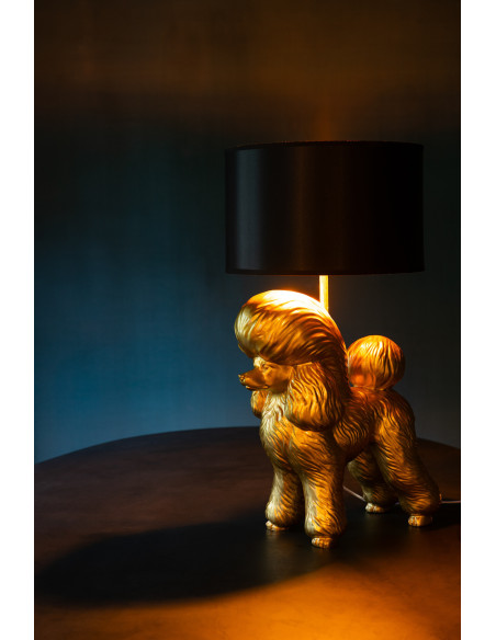 Lampe à poser originale Caniche Hauteur 74,5 cm en Résine Doré Poddle - 2