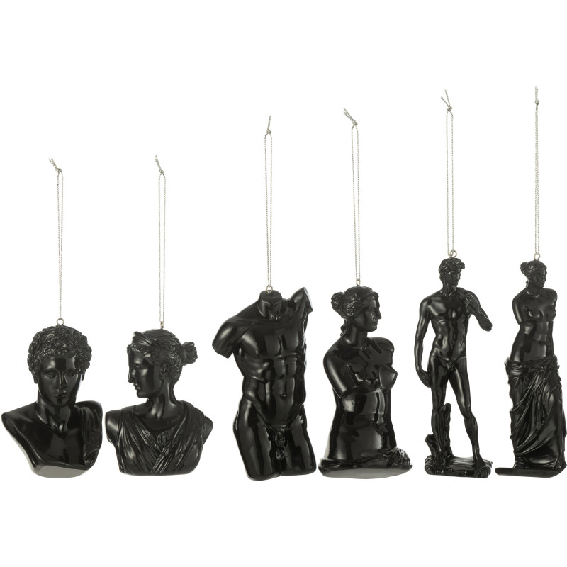 Décoration à suspendre Statuettes antiques en Résine Noir Lumira (Lot de 6) - 1