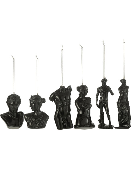 Décoration à suspendre Statuettes antiques en Résine Noir Lumira (Lot de 6) - 1