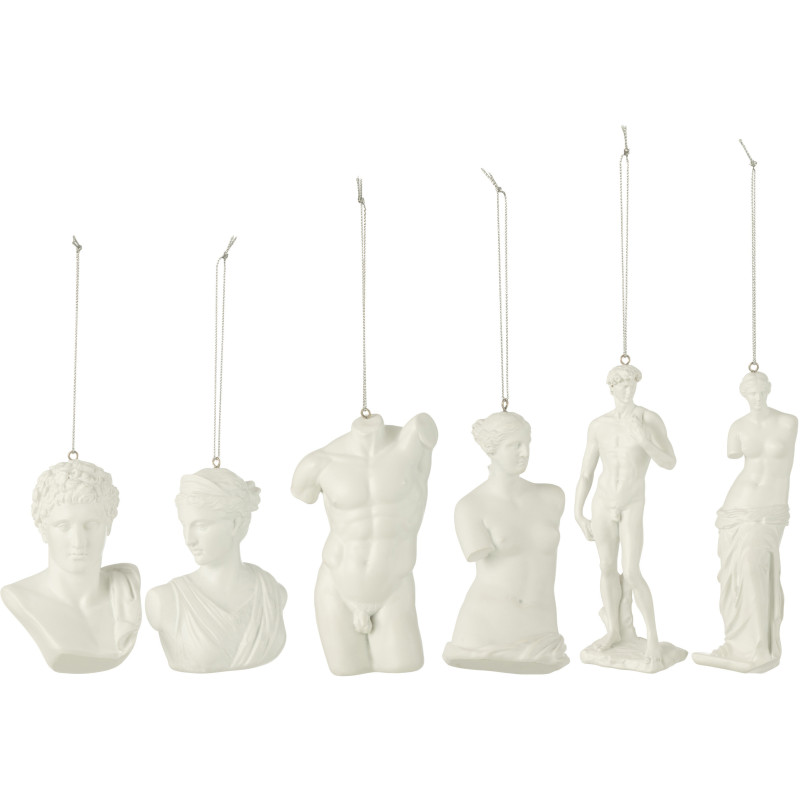 Décoration à suspendre Statuettes antiques en Résine Blanc Lumira (Lot de 6) - 1