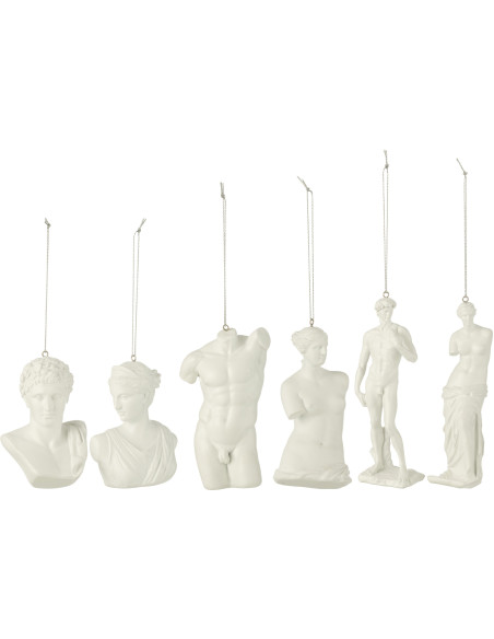 Décoration à suspendre Statuettes antiques en Résine Blanc Lumira (Lot de 6) - 1