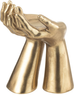 Porte bougie original Mains Hauteur 25 cm en Résine Doré Handla - 1