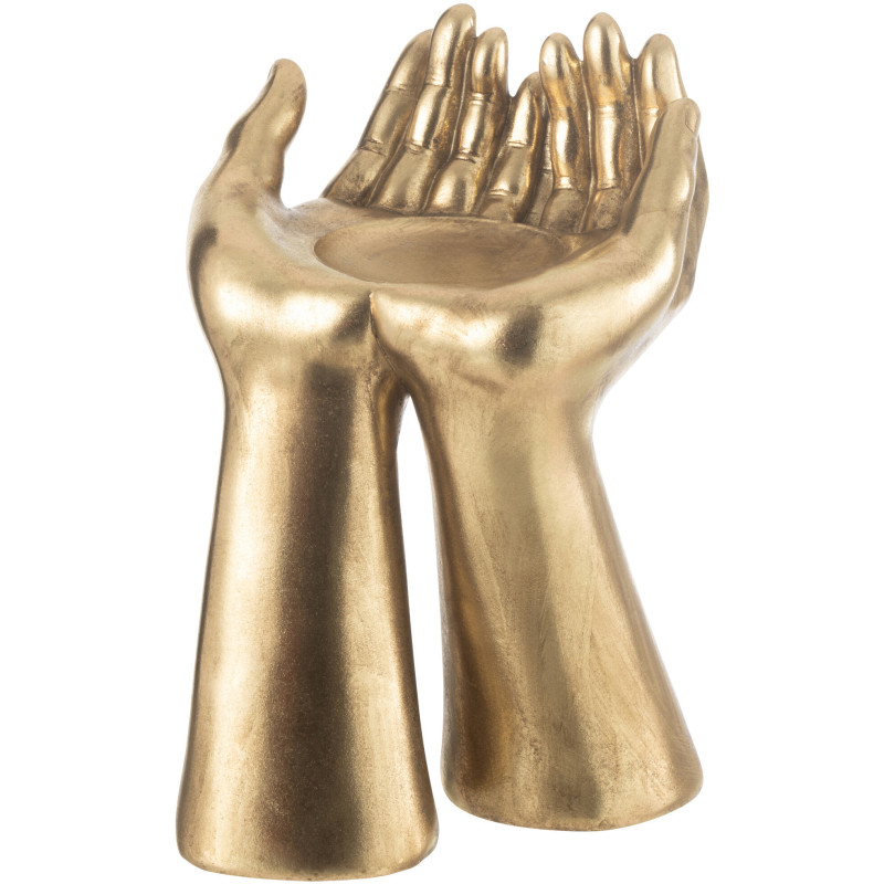 Porte bougie original Mains Hauteur 25 cm en Résine Doré Handla - 4
