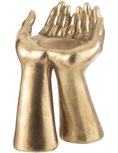 Porte bougie original Mains Hauteur 25 cm en Résine Doré Handla - 4