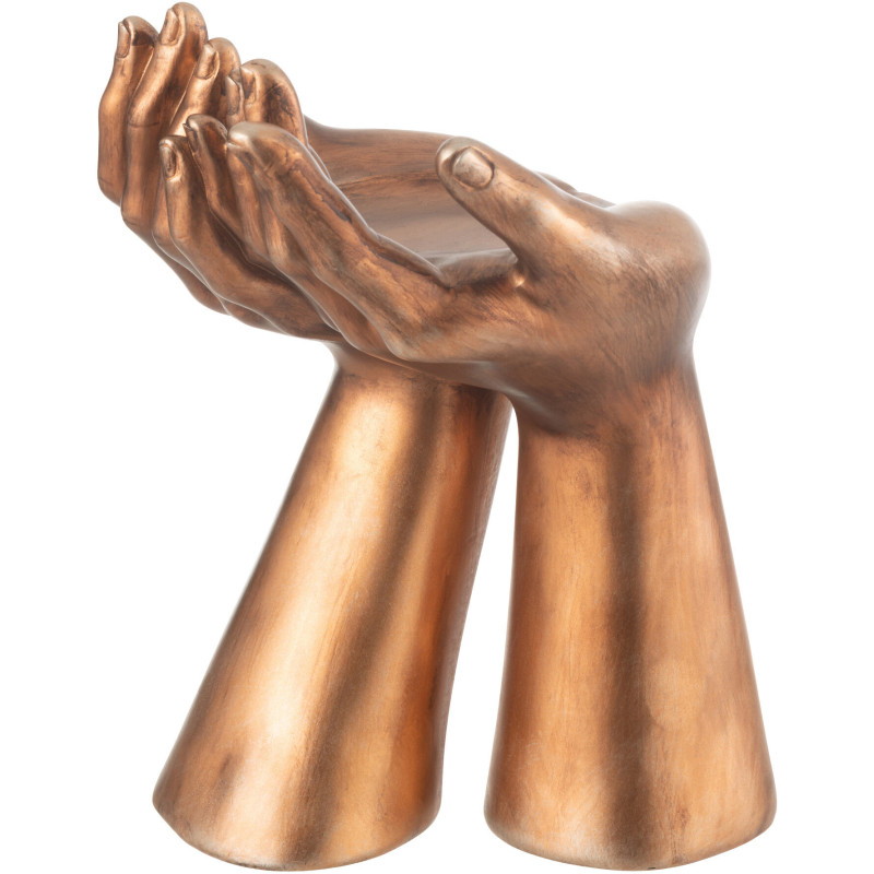 Porte bougie original Mains Hauteur 25 cm en Résine Cuivré Handla - 1