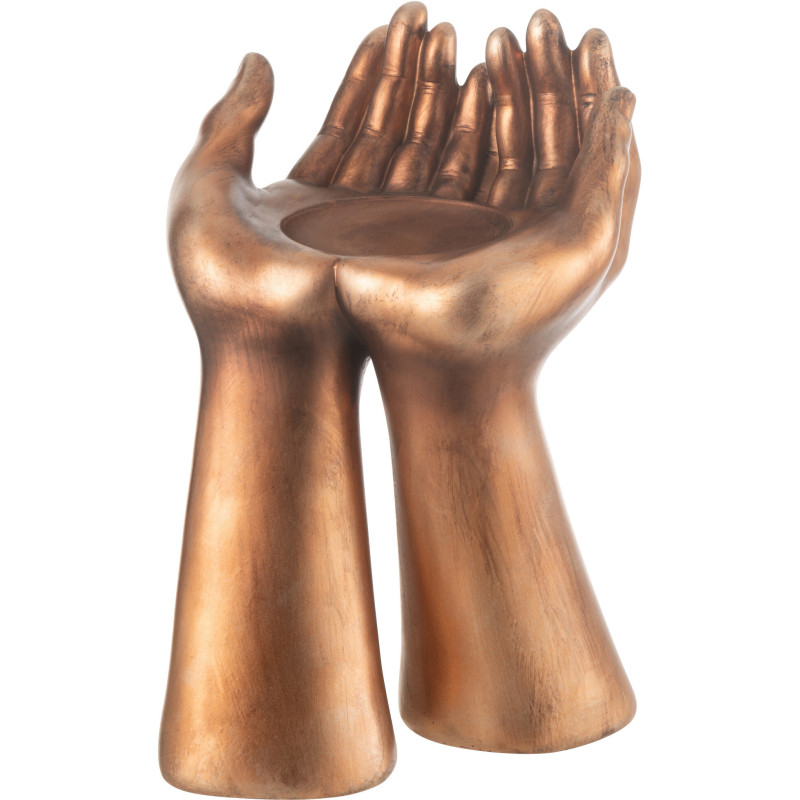 Porte bougie original Mains Hauteur 25 cm en Résine Cuivré Handla - 4