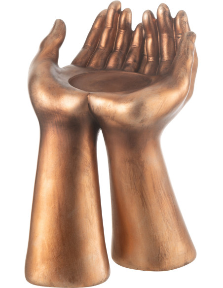 Porte bougie original Mains Hauteur 25 cm en Résine Cuivré Handla - 4