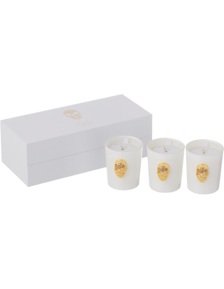 Bougie parfumée Crâne Senteur Florale Fleur blanche & Tonka 16H Nuit (Lot de 3) - 1
