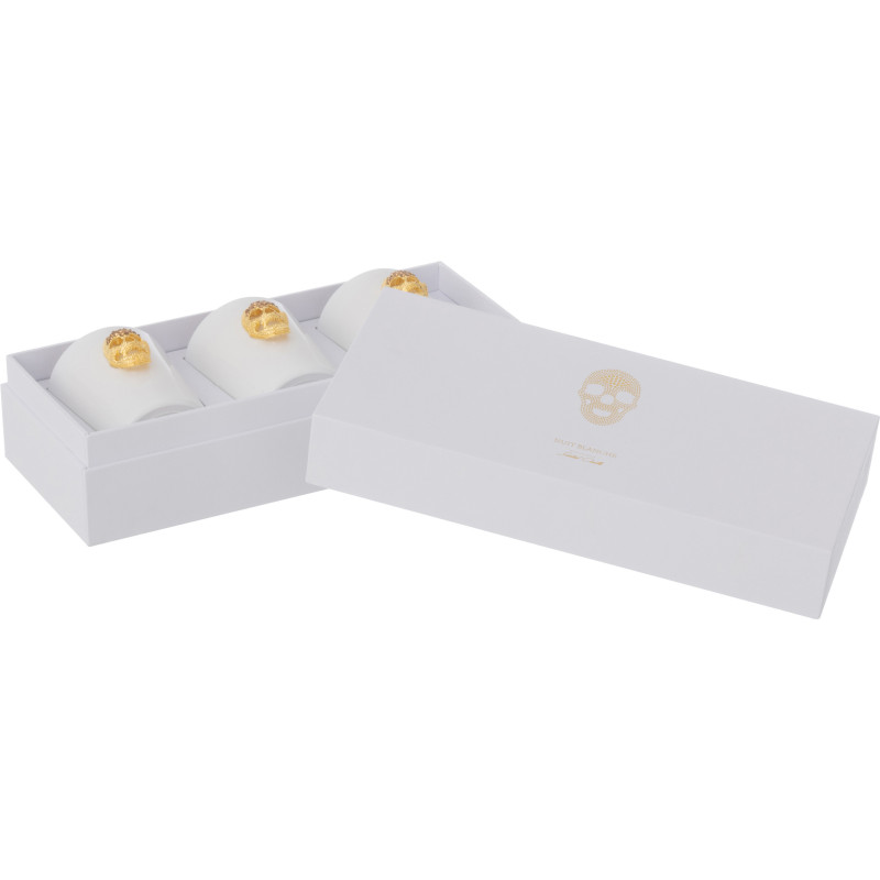 Bougie parfumée Crâne Senteur Florale Fleur blanche & Tonka 16H Nuit (Lot de 3) - 3