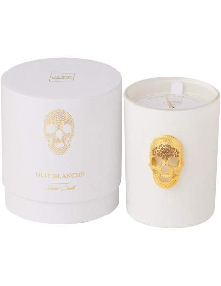 Bougie parfumée Crâne Senteur Florale Fleur blanche & Tonka 43H Nuit - 1