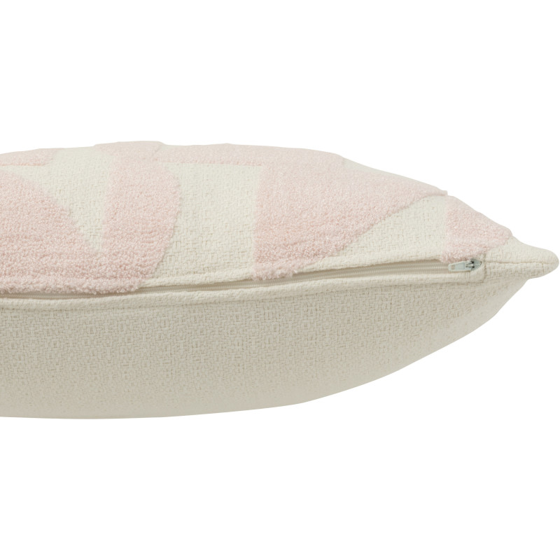 Coussin Carré Mathos 45x45 en Polyester Rose Blanc Motif géométrique - 4