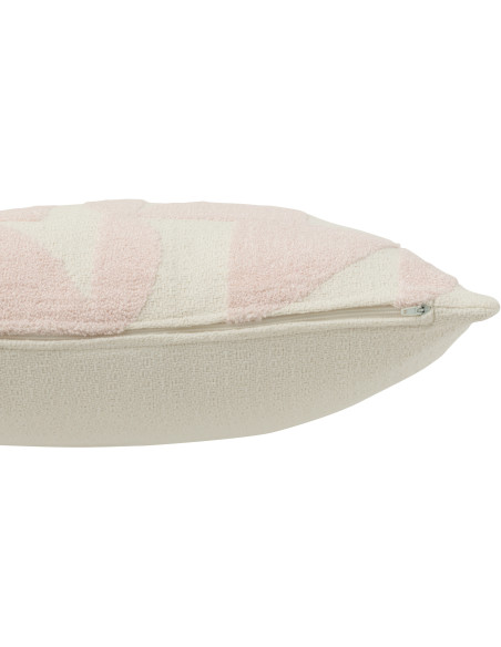 Coussin Carré Mathos 45x45 en Polyester Rose Blanc Motif géométrique - 4