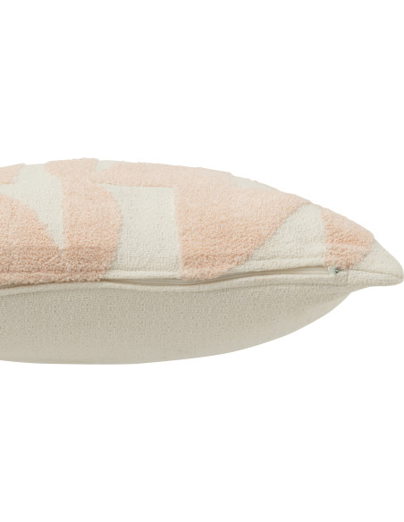 Coussin Carré Mathos 45x45 en Polyester Saumon Blanc Motif géométrique - 4