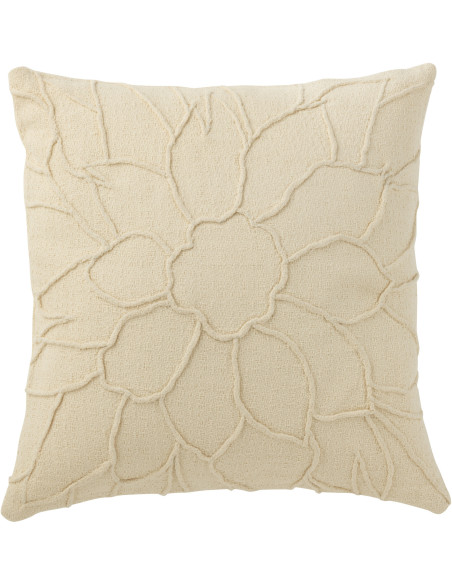 Coussin Carré Flotis 45x45 en Polyester Blanc Motif fleur - 1