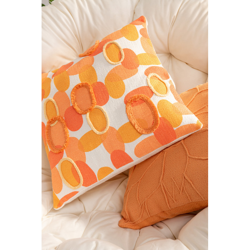 Coussin Carré Flotis 45x45 en Polyester Corail Motif fleur - 2
