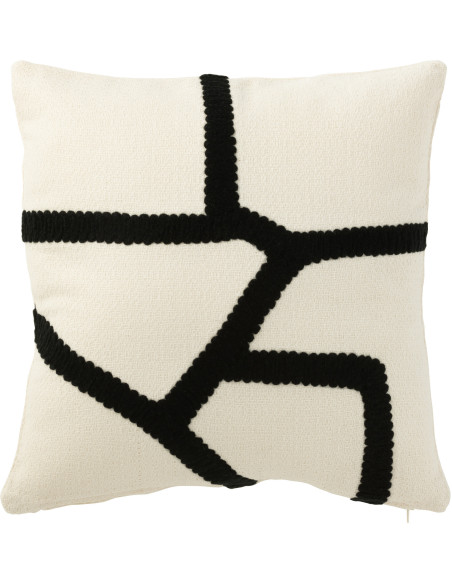 Coussin Carré Azarius 45x45 en Polyester Blanc Noir Motif lignes - 1