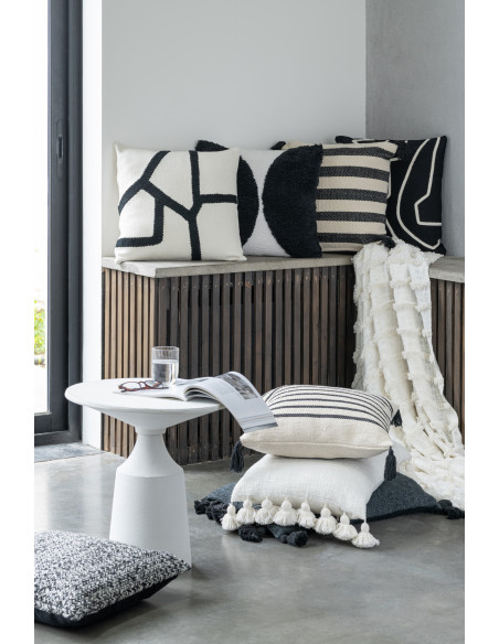 Coussin Carré Azarius 45x45 en Polyester Blanc Noir Motif lignes - 5