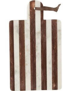 Planche Rectangulaire à découper 40 cm Ligny en Marbre Blanc Marron - 1