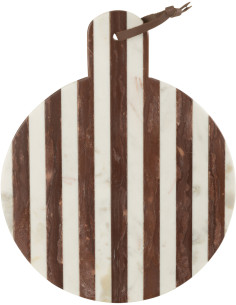 Planche Ronde à découper Ligny en Marbre Blanc Marron - 1