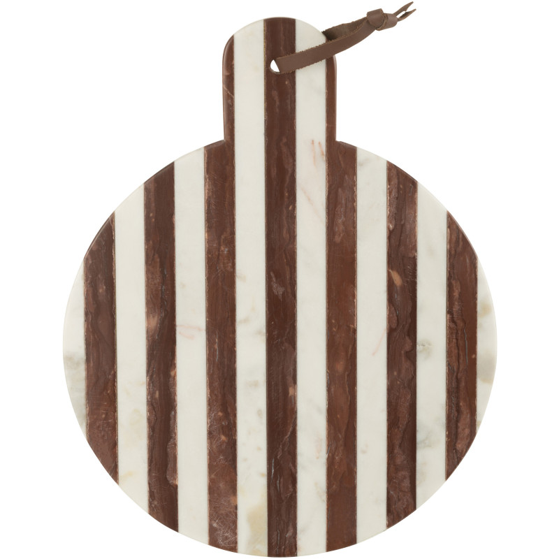 Planche Ronde à découper Ligny en Marbre Blanc Marron - 1
