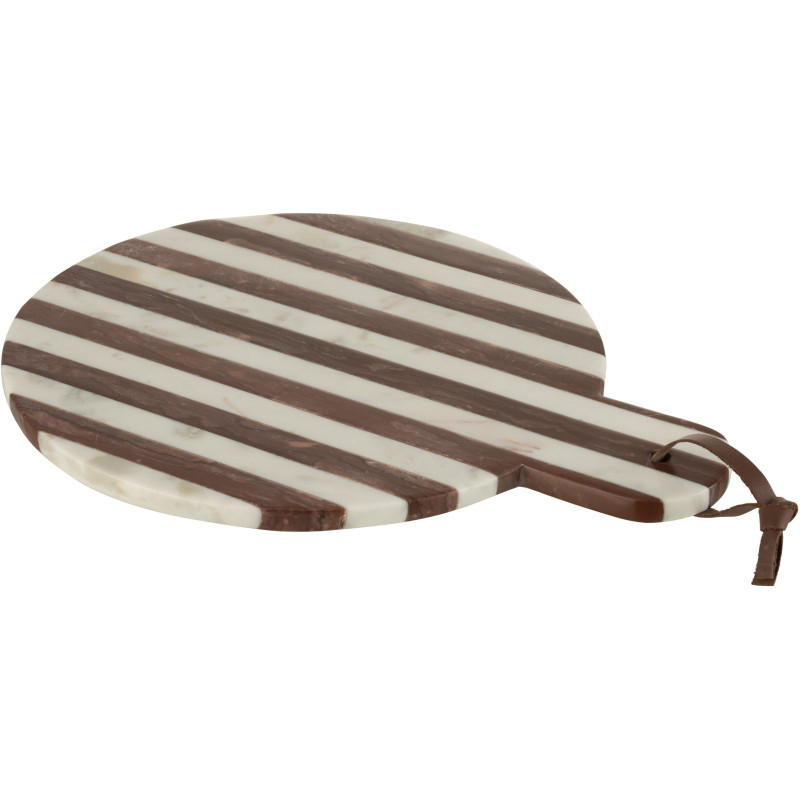 Planche Ronde à découper Ligny en Marbre Blanc Marron - 2