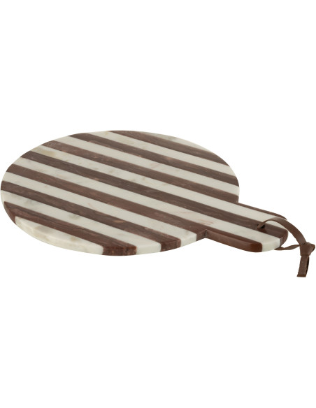 Planche Ronde à découper Ligny en Marbre Blanc Marron - 2