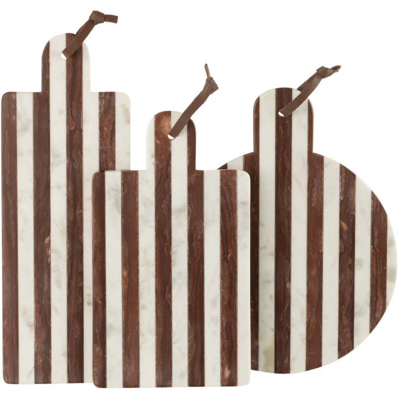 Planche Ronde à découper Ligny en Marbre Blanc Marron - 3