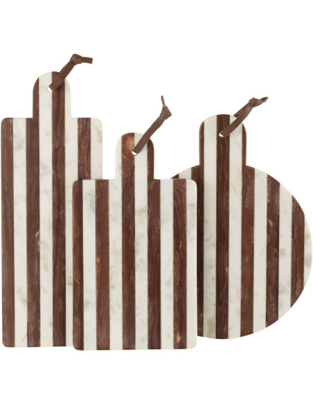 Planche Ronde à découper Ligny en Marbre Blanc Marron - 3