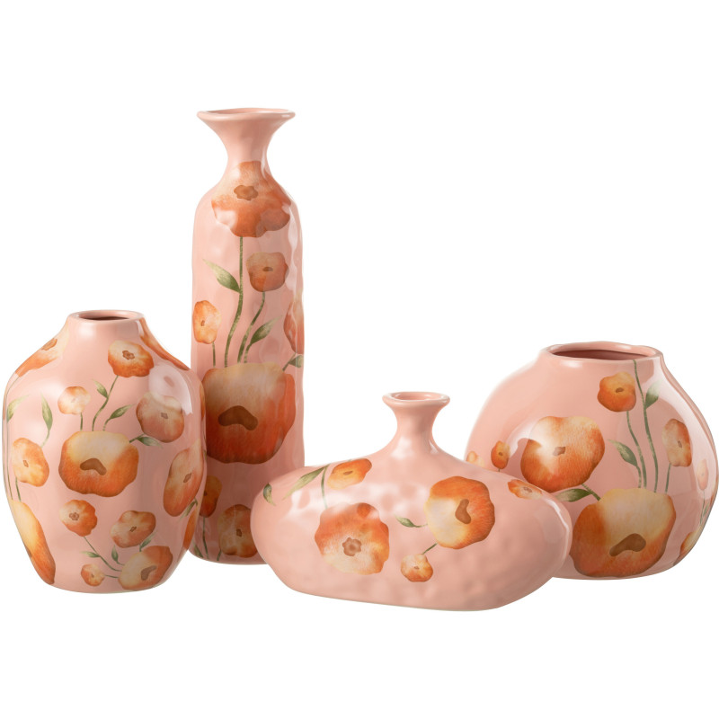 Vase Rond Floréva Hauteur 20 cm en Céramique Saumon - 2