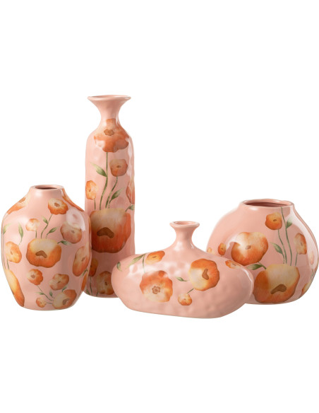 Vase Rond Floréva Hauteur 20 cm en Céramique Saumon - 2