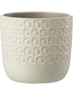 Cache-pot en Céramique Blanc Eyera Diamètre 17 cm Motif boules - 1
